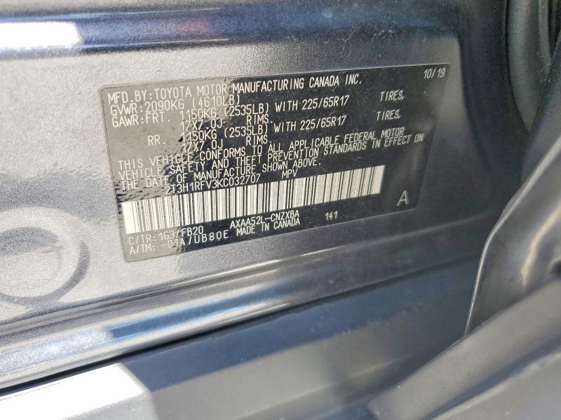 Photo 14 from auction – 2019 TOYOTA RAV4 with VIN 2T3H1RFV3KC032707