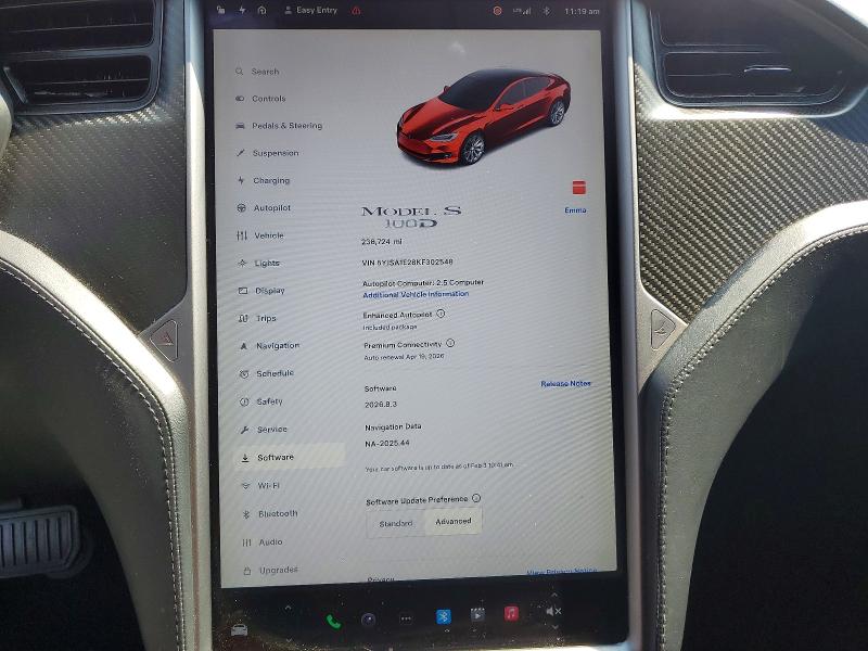 Photo 9 from auction – 2019 TESLA MODEL S with VIN 5YJSA1E28KF302548