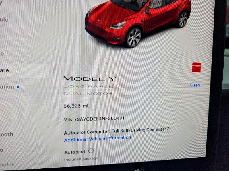 صورة رقم 9 من المزاد - 2022 TESLA MODEL Y مع VIN 7SAYGDEE4NF360491