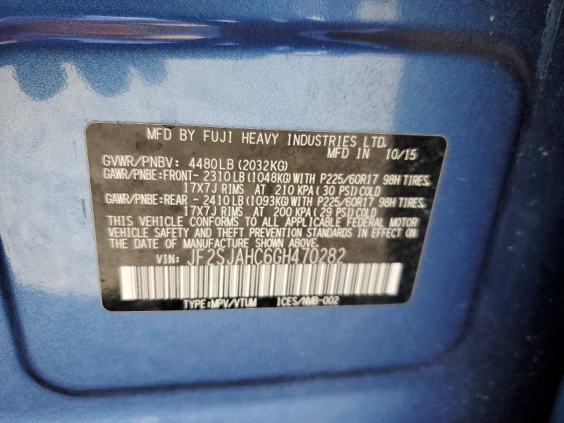 Photo 14 from auction – 2016 SUBARU FORESTER with VIN JF2SJAHC6GH470282