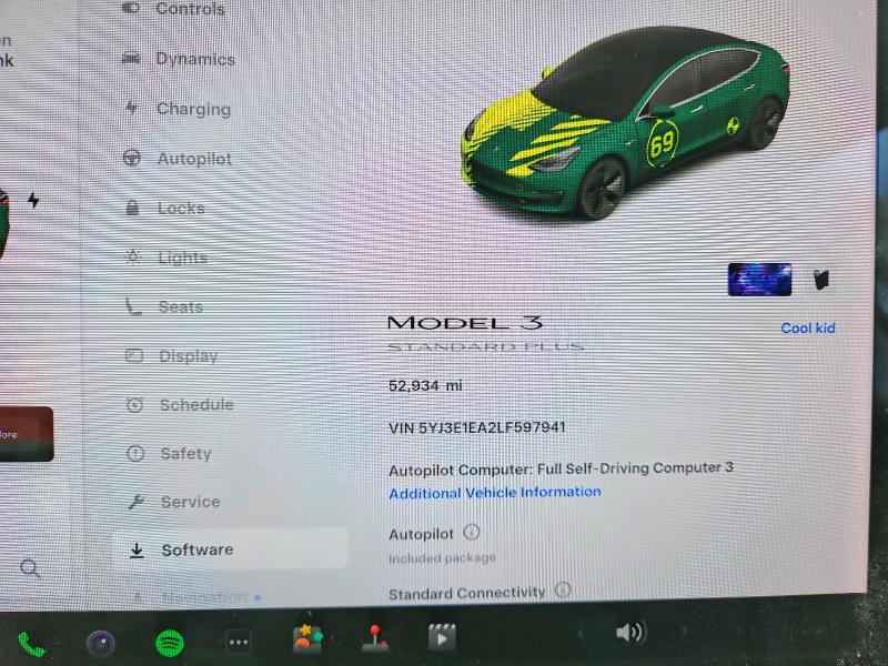 Photo 9 from auction – 2020 TESLA MODEL 3 with VIN 5YJ3E1EA2LF597941
