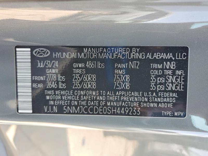 Photo 14 from auction – 2025 HYUNDAI TUCSON with VIN 5NMJCCDE0SH449233