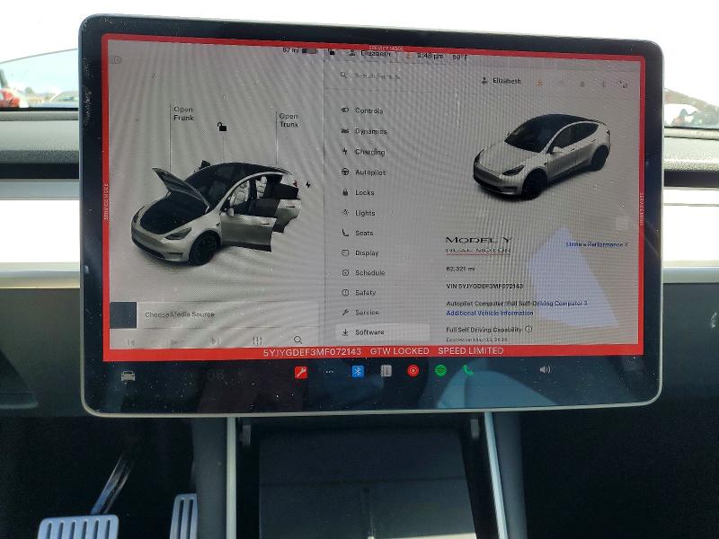 Foto 9 de la subasta – 2021 TESLA MODEL Y con VIN 5YJYGDEF3MF072143