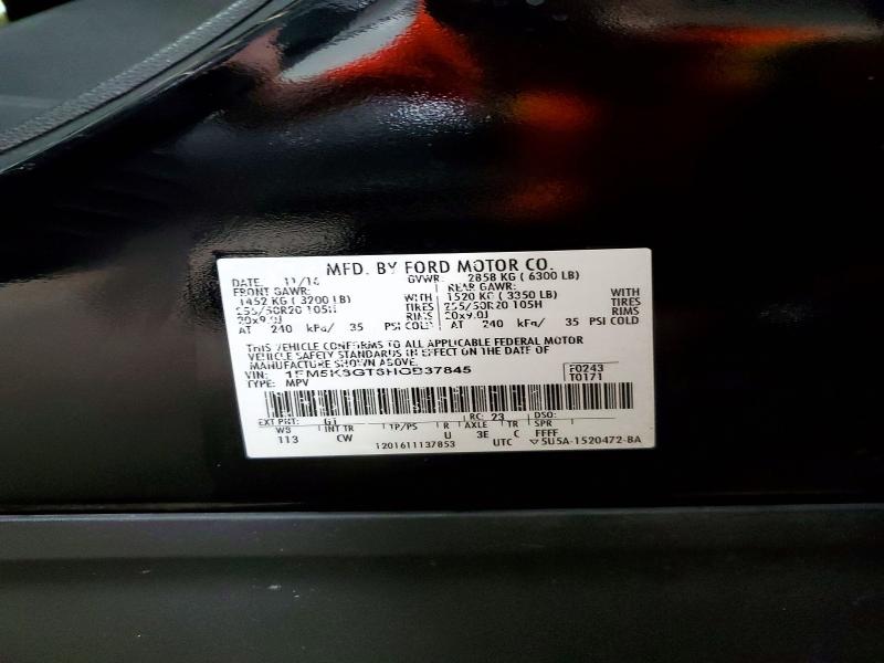 Photo 14 from auction – 2017 FORD EXPLORER with VIN 1FM5K8GT6HGB37845