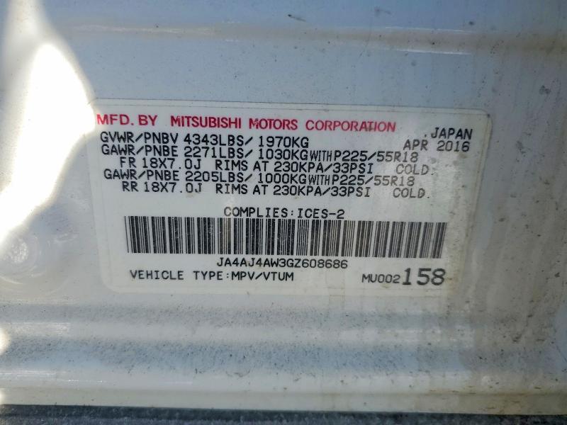 Photo 14 from auction – 2016 MITSUBISHI RVR with VIN JA4AJ4AW3GZ608686