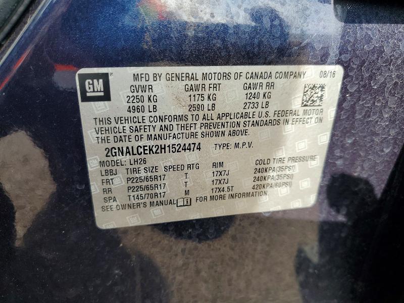 Photo 14 from auction – 2017 CHEVROLET EQUINOX with VIN 2GNALCEK2H1524474