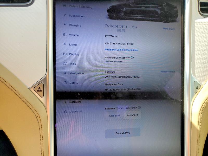 Photo 9 from auction – 2014 TESLA MODEL S with VIN 5YJSA1H13EFP51188