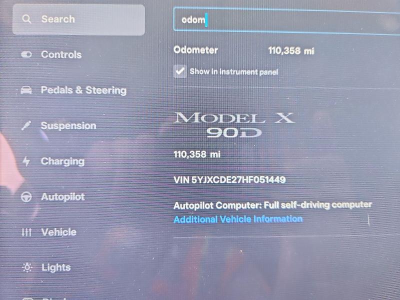 Photo 9 from auction – 2017 TESLA MODEL X with VIN 5YJXCDE27HF051449