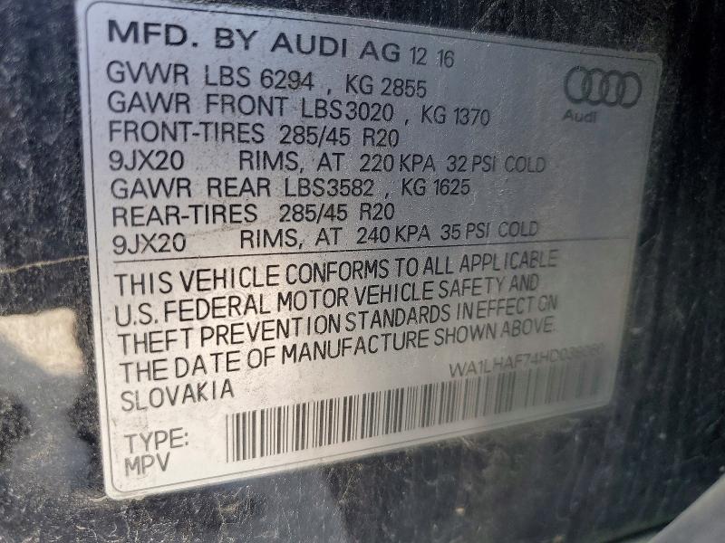 Photo 14 from auction – 2017 AUDI Q7 with VIN WA1LHAF74HD039060