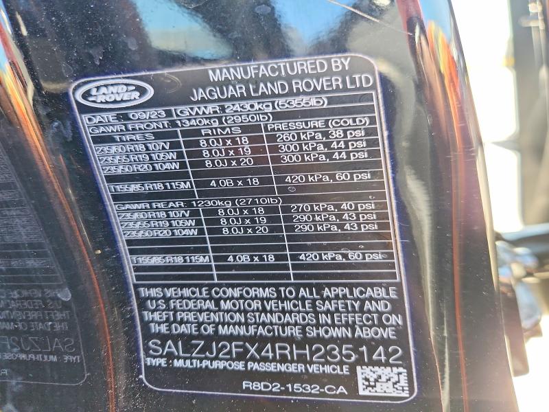 Photo 14 from auction – 2024 LAND ROVER RANGE ROVER EVOQUE with VIN SALZJ2FX4RH235142