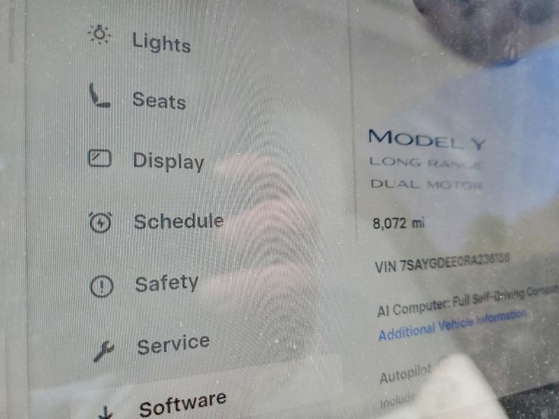 Photo 9 from auction – 2024 TESLA MODEL Y with VIN 7SAYGDEE0RA236186