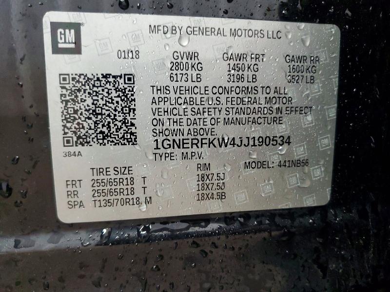 Photo 14 from auction – 2018 CHEVROLET TRAVERSE with VIN 1GNERFKW4JJ190534