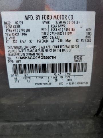 Photo 14 from auction – 2021 FORD EXPLORER S with VIN 1FM5K8GC0MGB00784