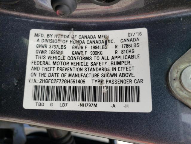 Photo 10 from auction – 2016 HONDA CIVIC EX with VIN 2HGFC2F72GH561406