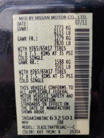 Photo 14 from auction – 2011 NISSAN PATHFINDER with VIN 5N1AR1NB3BC632501