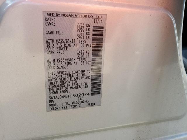 Photo 14 from auction – 2015 INFINITI QX60 with VIN 5N1AL0MN3FC502974
