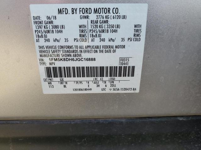 Photo 14 from auction – 2018 FORD EXPLORER X with VIN 1FM5K8DH6JGC16888