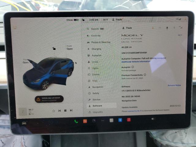 Photo 9 from auction – 2021 TESLA MODEL Y with VIN 5YJYGDEE2MF204591