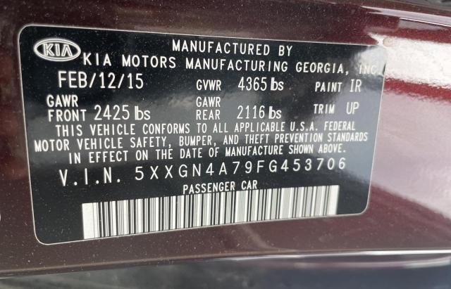 Photo 10 from auction – 2015 KIA OPTIMA EX with VIN 5XXGN4A79FG453706