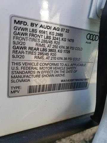 Photo 14 from auction – 2022 AUDI Q7 PREMIUM with VIN WA1AXBF78ND021852