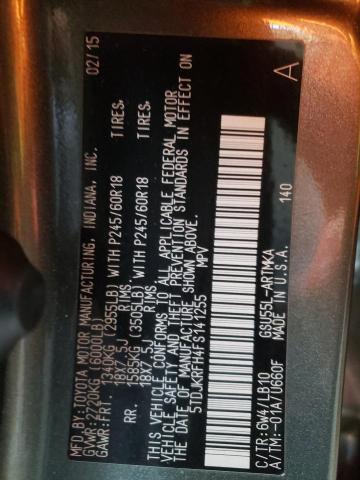 Photo 14 from auction – 2015 TOYOTA HIGHLANDER with VIN 5TDJKRFH4FS141255