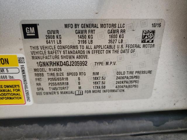 Photo 14 from auction – 2016 CHEVROLET TRAVERSE L with VIN 1GNKRHKD4GJ205992