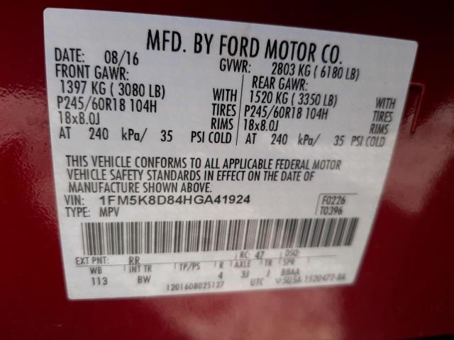 Foto 14 de la subasta – 2017 FORD EXPLORER X con VIN 1FM5K8D84HGA41924