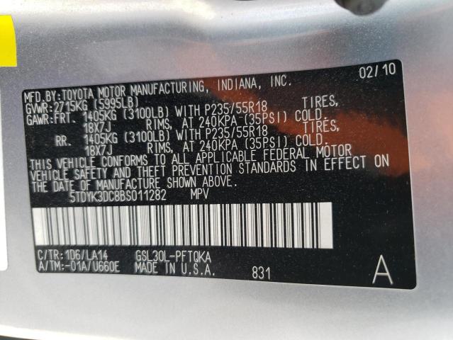 Photo 14 from auction – 2011 TOYOTA SIENNA XLE with VIN 5TDYK3DC8BS011282