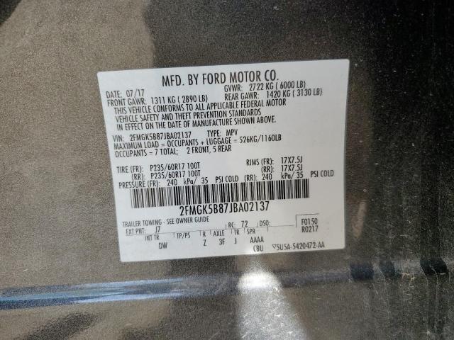 Photo 14 from auction – 2018 FORD FLEX SE with VIN 2FMGK5B87JBA02137