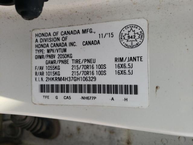 Photo 14 from auction – 2016 HONDA CR-V LX with VIN 2HKRM4H37GH106329