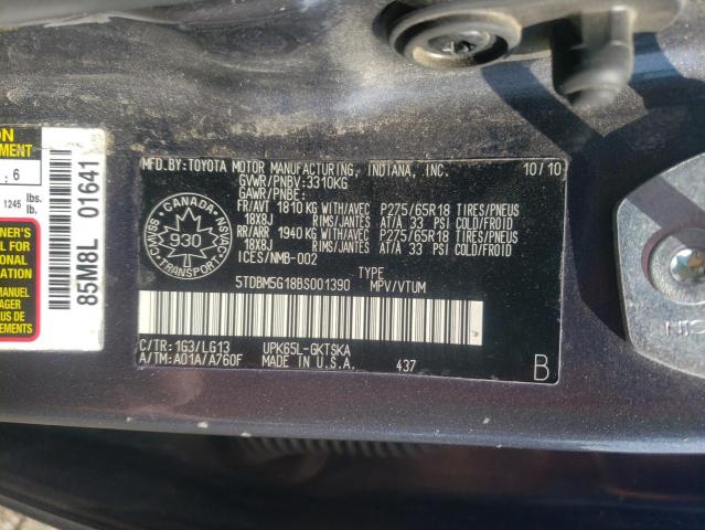 Photo 14 from auction – 2011 TOYOTA SEQUOIA SR with VIN 5TDBM5G18BS001390