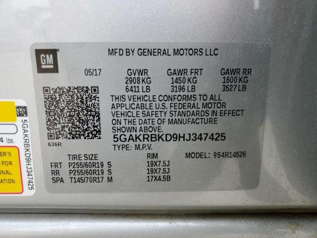 Photo 14 from auction – 2017 BUICK ENCLAVE with VIN 5GAKRBKD9HJ347425