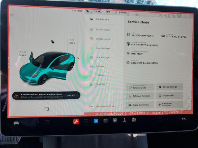 Photo 9 from auction – 2021 TESLA MODEL 3 with VIN 5YJ3E1EAXMF922613