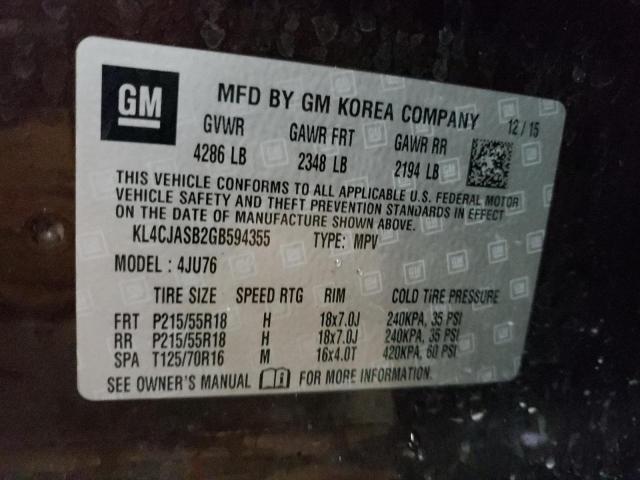 Photo 14 from auction – 2016 BUICK ENCORE with VIN KL4CJASB2GB594355