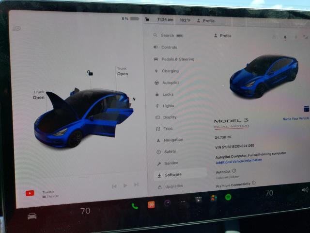 Photo 9 from auction – 2022 TESLA MODEL 3 with VIN 5YJ3E1EC0NF241265