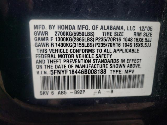 Photo 14 from auction – 2006 HONDA PILOT EX with VIN 5FNYF18446B008188