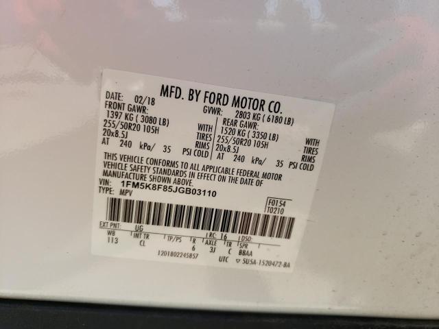 Photo 14 from auction – 2018 FORD EXPLORER L with VIN 1FM5K8F85JGB03110