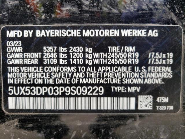 Photo 14 from auction – 2023 BMW X3 XDRIVE3 with VIN 5UX53DP03P9S09229