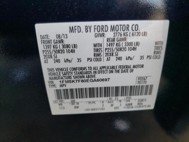 Photo 14 from auction – 2014 FORD EXPLORER L with VIN 1FM5K7F80EGA60697