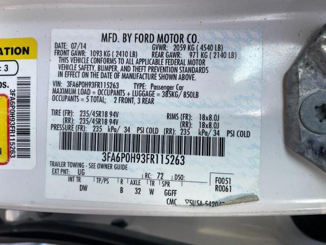Photo 10 from auction – 2015 FORD FUSION SE with VIN 3FA6P0H93FR115263
