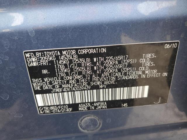 Photo 14 from auction – 2010 TOYOTA RAV4 with VIN JTMBF4DV7AD039439