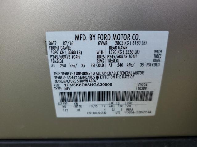 Photo 14 from auction – 2017 FORD EXPLORER X with VIN 1FM5K8D88HGA30909