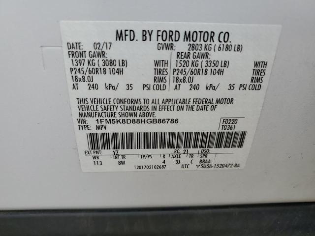 Photo 14 from auction – 2017 FORD EXPLORER X with VIN 1FM5K8D88HGB86786