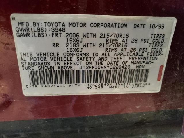 Photo 14 from auction – 2000 TOYOTA RAV4 with VIN JT3HP10VXY0229429