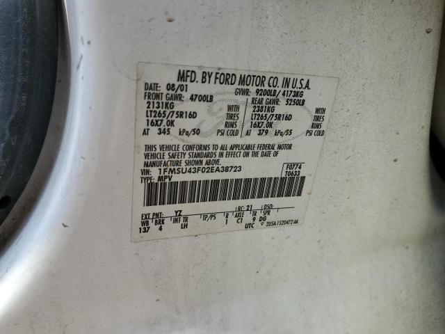 Photo 14 from auction – 2002 FORD EXCURSION with VIN 1FMSU43F02EA38723
