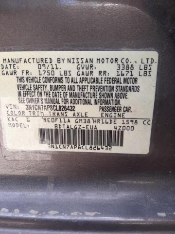 Фото 14 с аукциона – 2012 NISSAN VERSA S с VIN 3N1CN7AP8CL826432