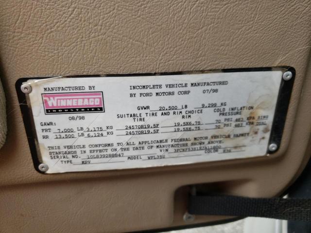 Photo 10 from auction – 1999 WINNEBAGO CHIEFTAN with VIN 3FCNF53S1XJA11600
