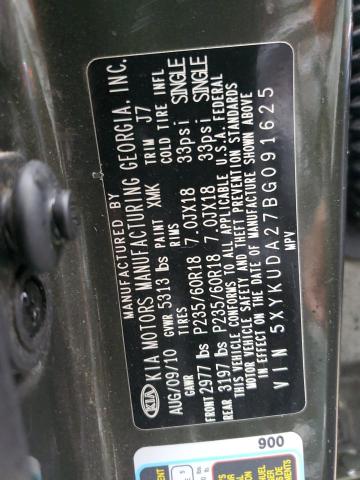 Photo 14 from auction – 2011 KIA SORENTO EX with VIN 5XYKUDA27BG091625
