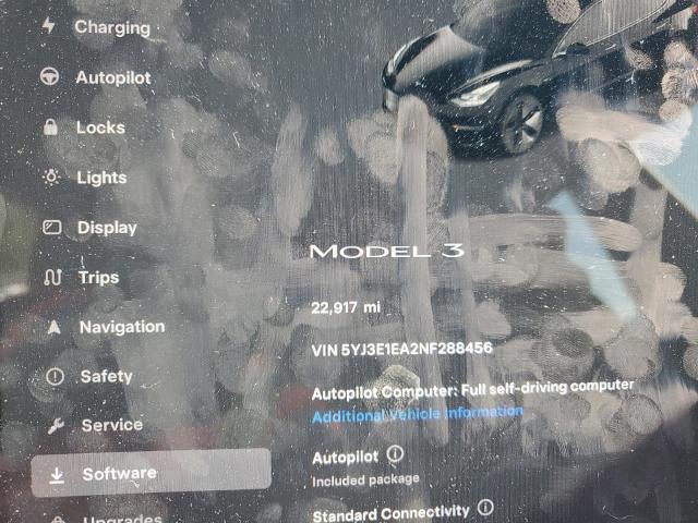 Photo 9 from auction – 2022 TESLA MODEL 3 with VIN 5YJ3E1EA2NF288456