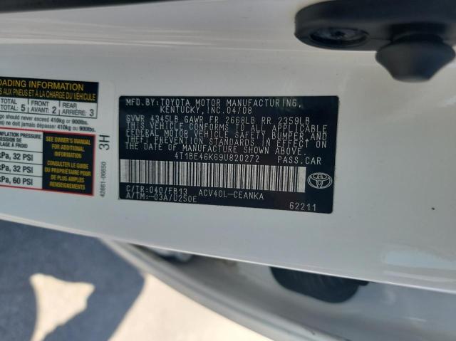 Photo 10 from auction – 2009 TOYOTA CAMRY BASE with VIN 4T1BE46K69U820272
